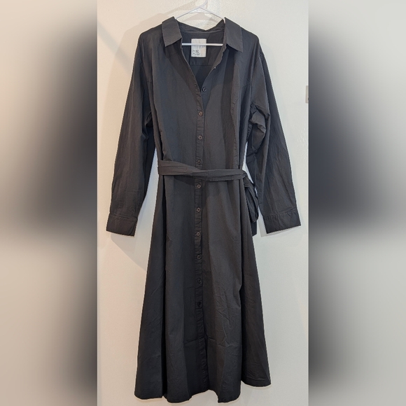 Pari Passu Black Cotton Shirt Dress Size 24 3X Luxury NWOT Modern Minimalis - Picture 2 of 5